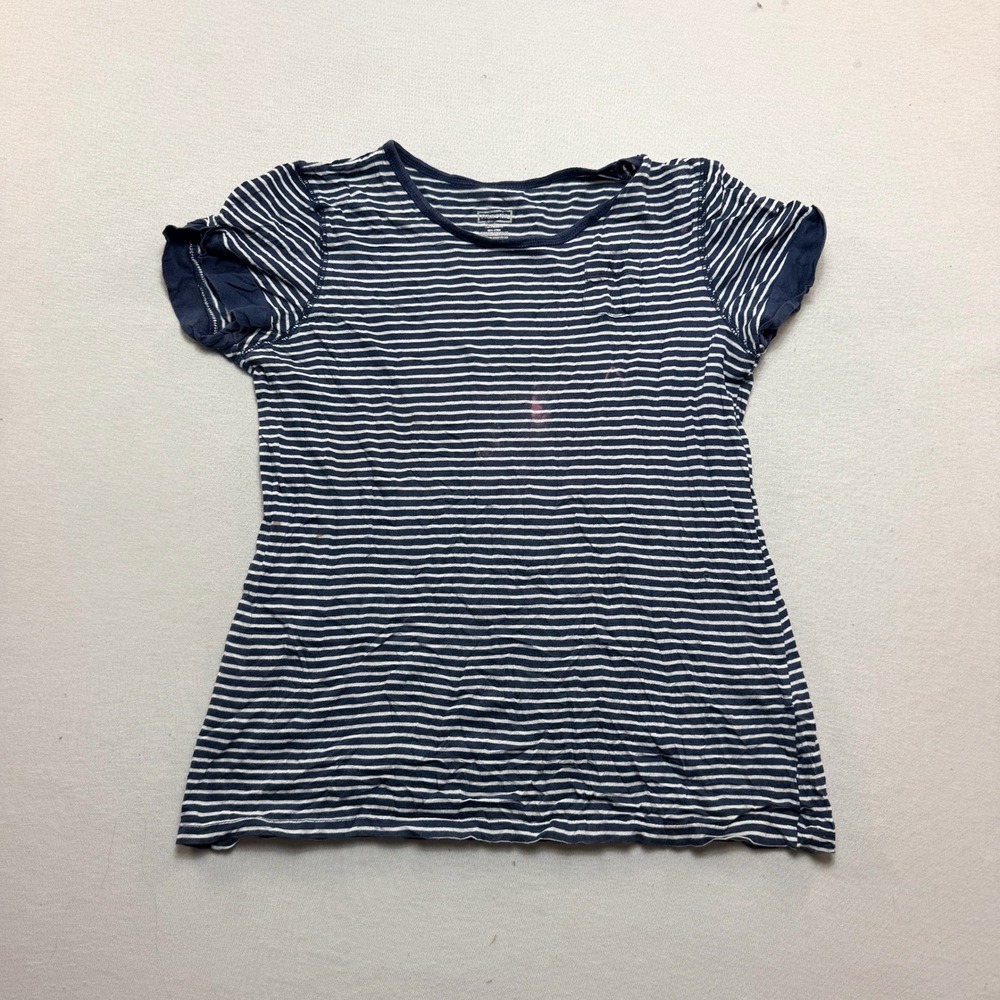Merona T-Shirt Women Medium Blue Good Striped Pocket Short Sleeve Tee